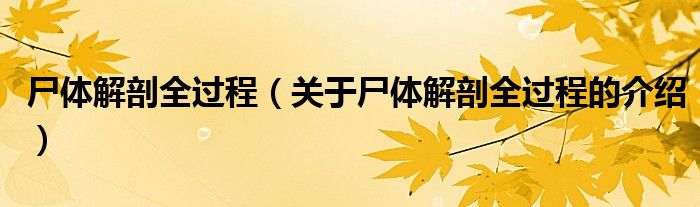 尸體解剖全過程（關(guān)于尸體解剖全過程的介紹）