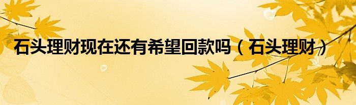 石頭理財現(xiàn)在還有希望回款嗎（石頭理財）