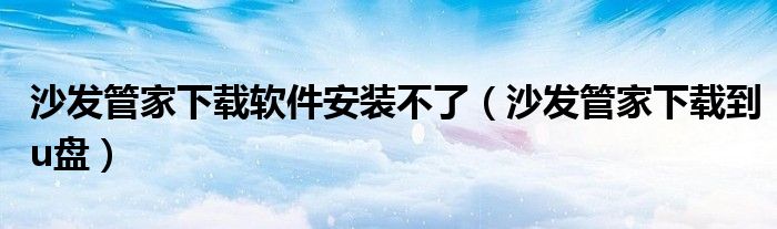 沙發(fā)管家下載軟件安裝不了（沙發(fā)管家下載到u盤(pán)）