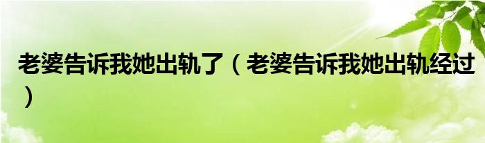 老婆告訴我她出軌了（老婆告訴我她出軌經(jīng)過(guò)）