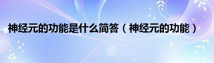 神經(jīng)元的功能是什么簡(jiǎn)答(神經(jīng)元的功能)