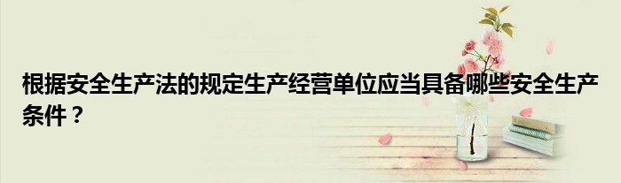 根據(jù)安全生產(chǎn)法的規(guī)定生產(chǎn)經(jīng)營單位應(yīng)當(dāng)具備哪些安全生產(chǎn)條件？