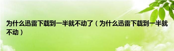 為什么迅雷下載到一半就不動(dòng)了（為什么迅雷下載到一半就不動(dòng)）