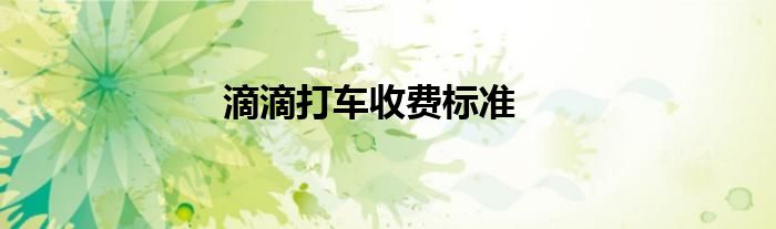 滴滴打車(chē)收費(fèi)標(biāo)準(zhǔn)