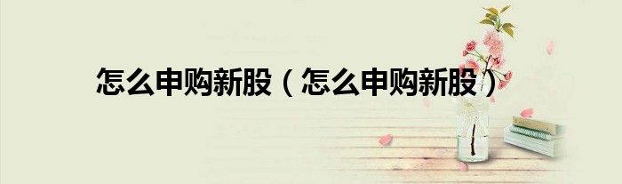 怎么申購新股（怎么申購新股）