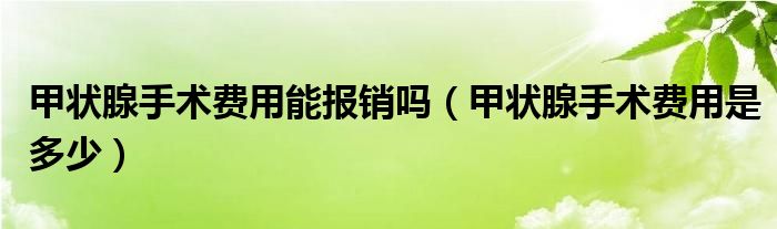 甲狀腺手術(shù)費(fèi)用能報(bào)銷(xiāo)嗎（甲狀腺手術(shù)費(fèi)用是多少）