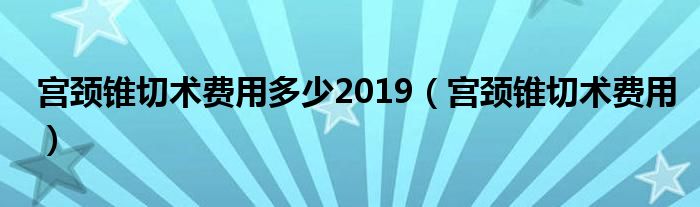 宮頸錐切術(shù)費用多少2019（宮頸錐切術(shù)費用）