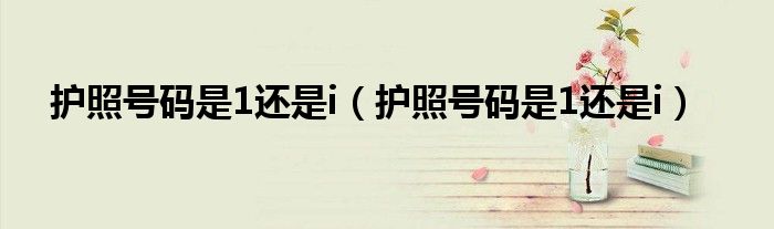 護照號碼是1還是i（護照號碼是1還是i）