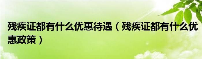 殘疾證都有什么優(yōu)惠待遇（殘疾證都有什么優(yōu)惠政策）