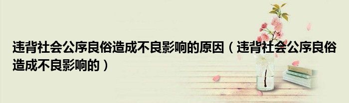 違背社會(huì)公序良俗造成不良影響的原因（違背社會(huì)公序良俗造成不良影響的）