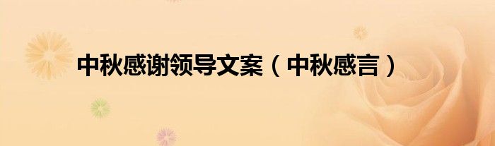 中秋感謝領導文案（中秋感言）