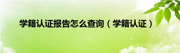 學(xué)籍認(rèn)證報告怎么查詢（學(xué)籍認(rèn)證）
