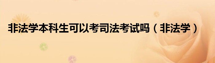 非法學本科生可以考司法考試嗎（非法學）