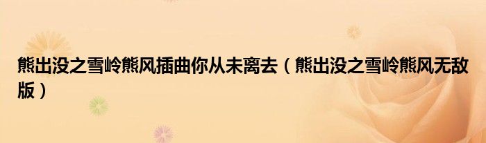 熊出沒之雪嶺熊風(fēng)插曲你從未離去（熊出沒之雪嶺熊風(fēng)無敵版）