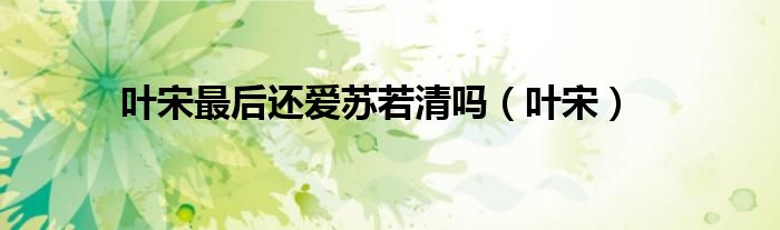 葉宋最后還愛蘇若清嗎（葉宋）