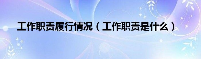工作職責履行情況（工作職責是什么）