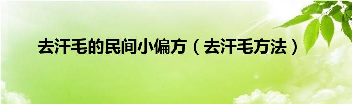 去汗毛的民間小偏方（去汗毛方法）