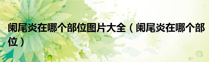闌尾炎在哪個部位圖片大全（闌尾炎在哪個部位）