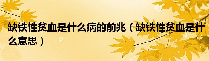缺鐵性貧血是什么病的前兆（缺鐵性貧血是什么意思）