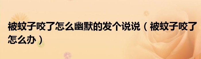 被蚊子咬了怎么幽默的發(fā)個說說（被蚊子咬了怎么辦）