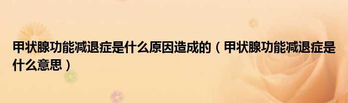 甲狀腺功能減退癥是什么原因造成的（甲狀腺功能減退癥是什么意思）