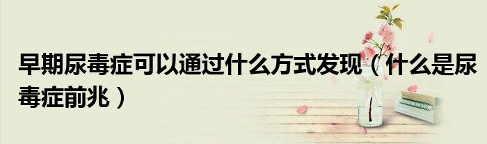 早期尿毒癥可以通過什么方式發(fā)現(xiàn)（什么是尿毒癥前兆）