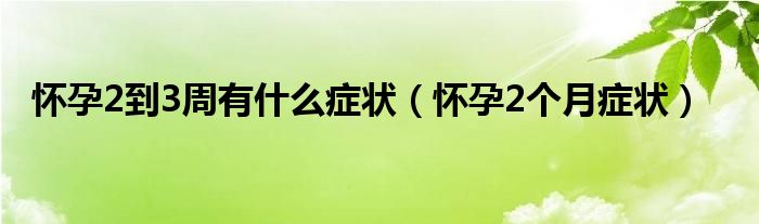 懷孕2到3周有什么癥狀（懷孕2個(gè)月癥狀）