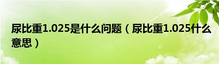 尿比重1.025是什么問題（尿比重1.025什么意思）