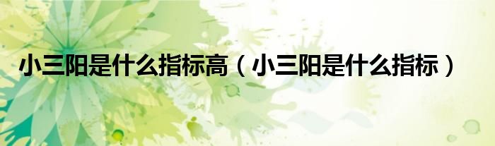 小三陽(yáng)是什么指標(biāo)高（小三陽(yáng)是什么指標(biāo)）