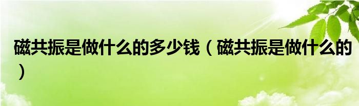 磁共振是做什么的多少錢（磁共振是做什么的）