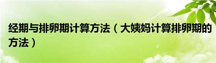 經(jīng)期與排卵期計(jì)算方法（大姨媽計(jì)算排卵期的方法）