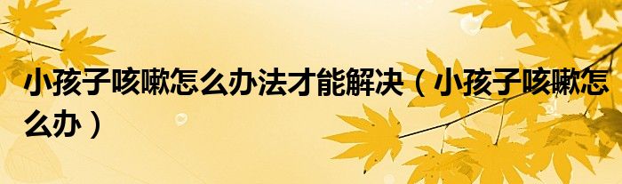 小孩子咳嗽怎么辦法才能解決（小孩子咳嗽怎么辦）