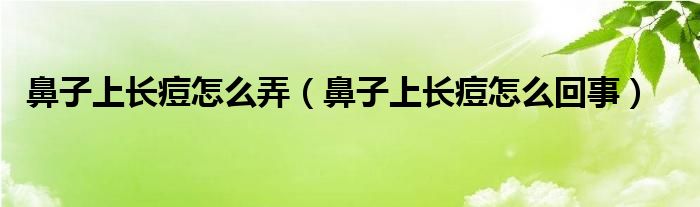 鼻子上長(zhǎng)痘怎么弄（鼻子上長(zhǎng)痘怎么回事）