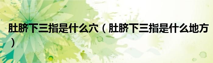 肚臍下三指是什么穴（肚臍下三指是什么地方）