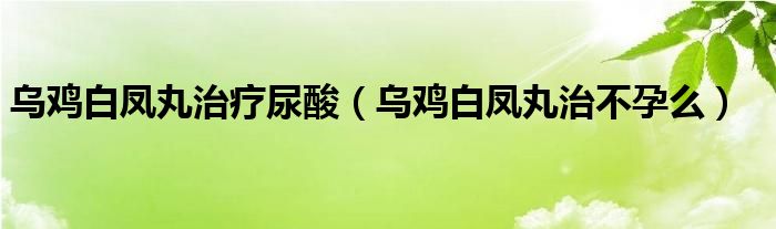烏雞白鳳丸治療尿酸（烏雞白鳳丸治不孕么）