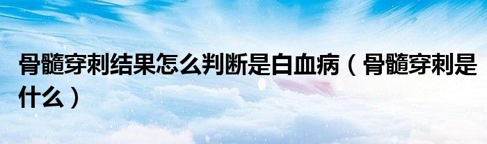 骨髓穿刺結(jié)果怎么判斷是白血?。ü撬璐┐淌鞘裁矗?class='thumb lazy' /></a>
		    <header>
		<h2><a  href=