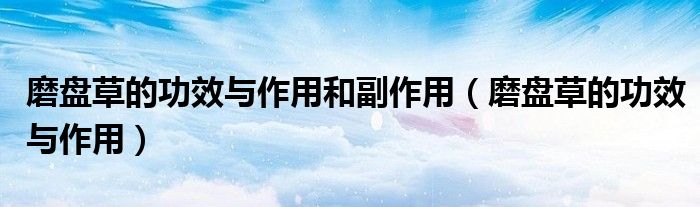 磨盤草的功效與作用和副作用（磨盤草的功效與作用）