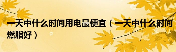 一天中什么時(shí)間用電最便宜（一天中什么時(shí)間燃脂好）