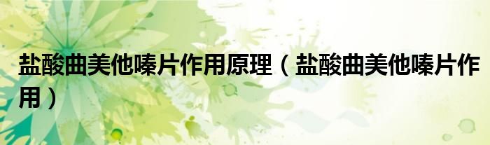 鹽酸曲美他嗪片作用原理（鹽酸曲美他嗪片作用）