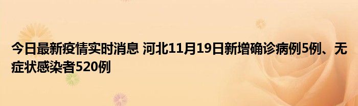 今日最新疫情實(shí)時(shí)消息 河北11月19日新增確診病例5例、無癥狀感染者520例