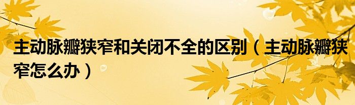 主動脈瓣狹窄和關(guān)閉不全的區(qū)別（主動脈瓣狹窄怎么辦）