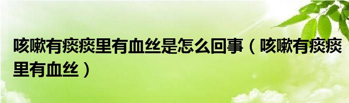 咳嗽有痰痰里有血絲是怎么回事(咳嗽有痰痰里有血絲)