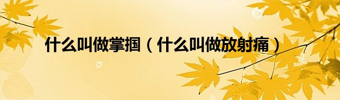 什么叫做掌摑（什么叫做放射痛）