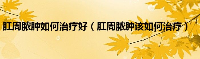 肛周膿腫如何治療好（肛周膿腫該如何治療）