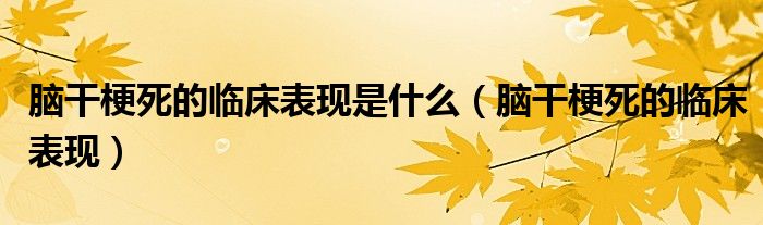 腦干梗死的臨床表現(xiàn)是什么（腦干梗死的臨床表現(xiàn)）
