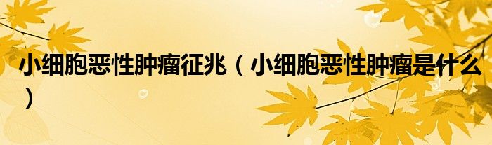 小細(xì)胞惡性腫瘤征兆(小細(xì)胞惡性腫瘤是什么)