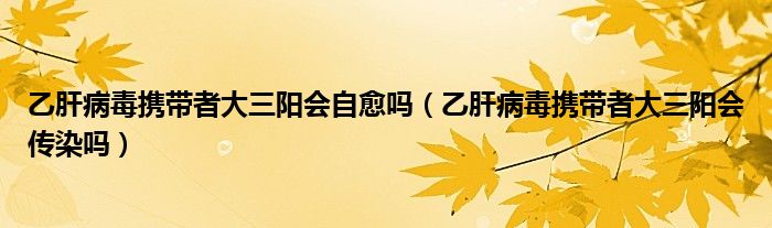 乙肝病毒攜帶者大三陽會自愈嗎（乙肝病毒攜帶者大三陽會傳染嗎）