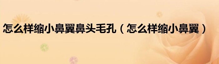 怎么樣縮小鼻翼鼻頭毛孔（怎么樣縮小鼻翼）