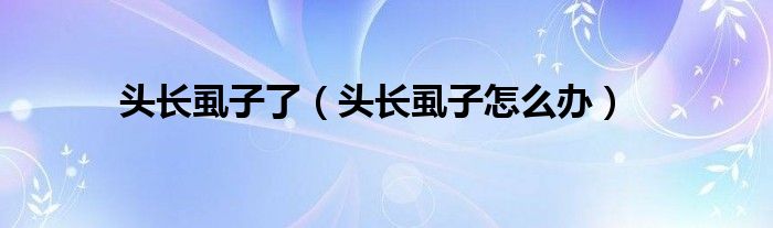 頭長虱子了（頭長虱子怎么辦）