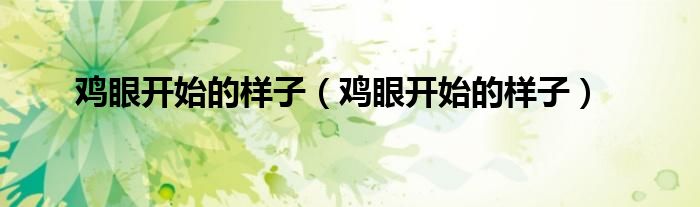 雞眼開始的樣子（雞眼開始的樣子）